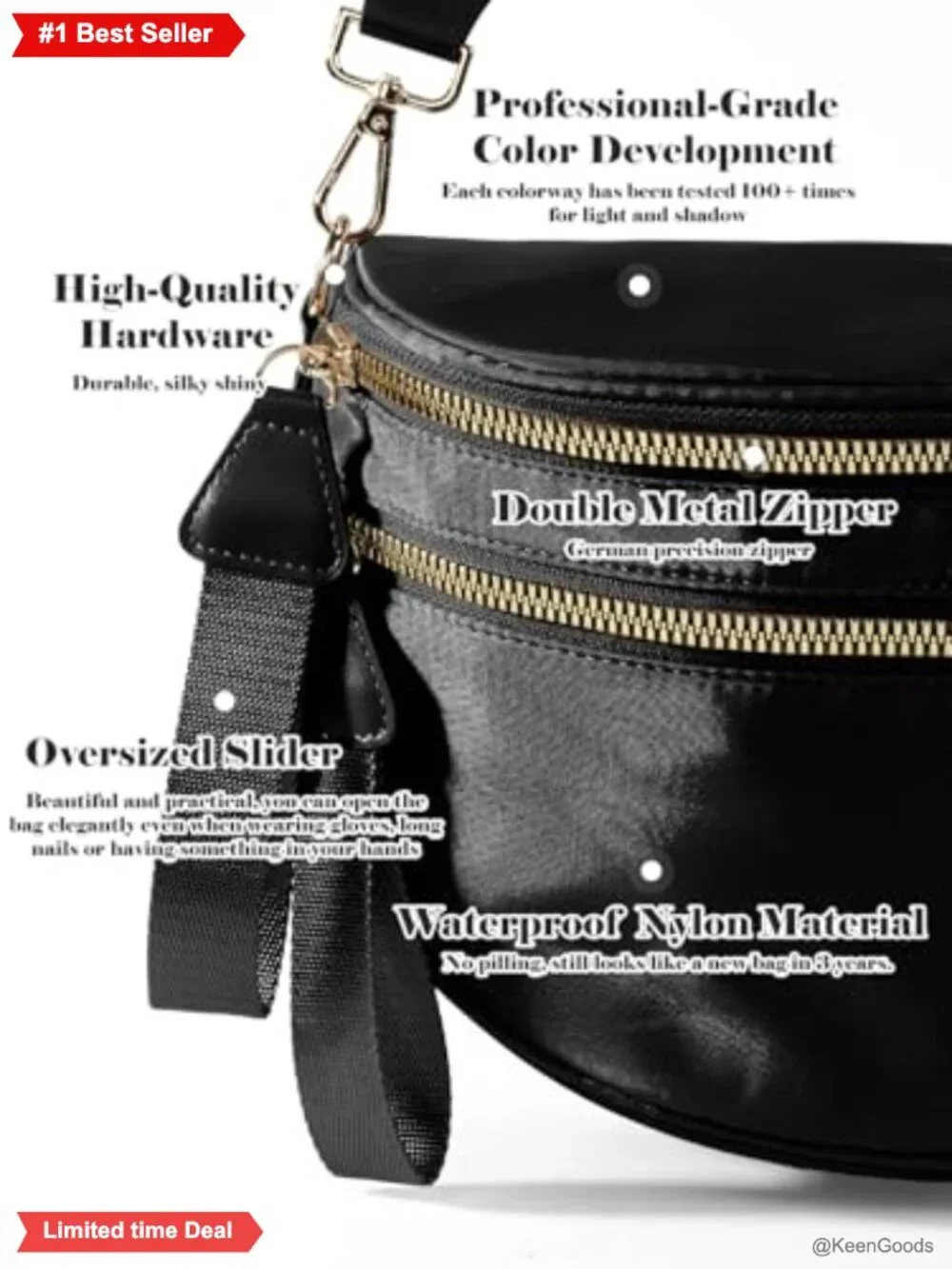 Water Resistant Nylon Crossbody Bum Bag Waist Pack Fanny Pack